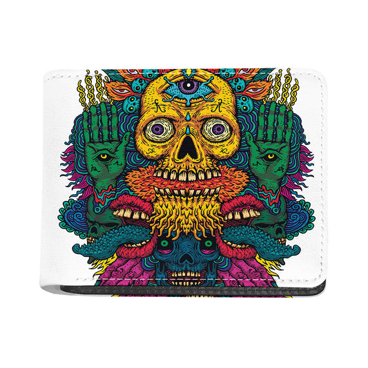 Psychedelic Skull Print Bifold Wallet