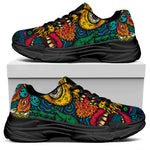 Psychedelic Skull Print Black Chunky Shoes