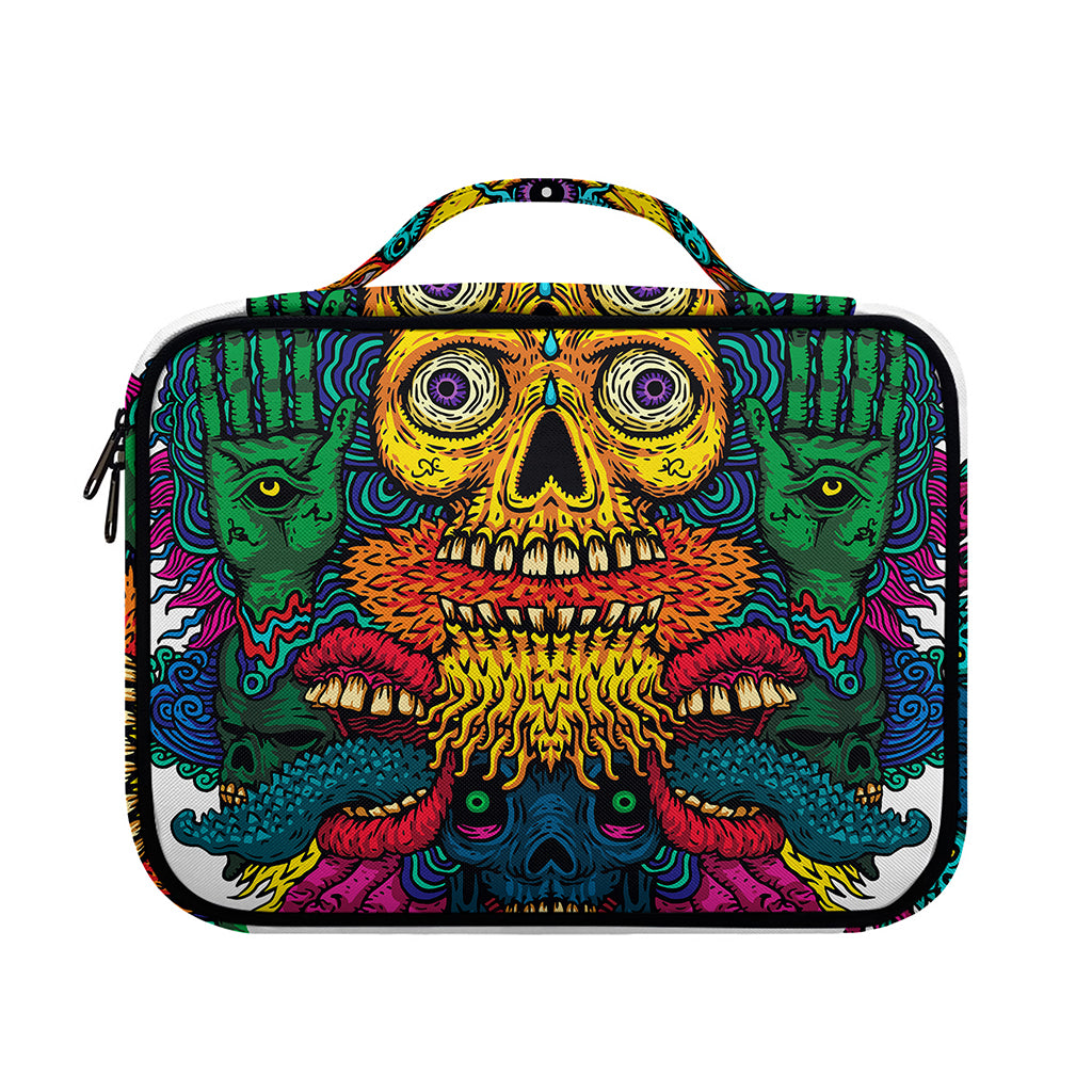 Psychedelic Skull Print Briefcase Bible Bag