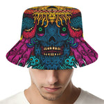 Psychedelic Skull Print Bucket Hat