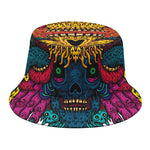 Psychedelic Skull Print Bucket Hat