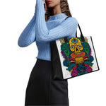 Psychedelic Skull Print Canvas Tote Bag