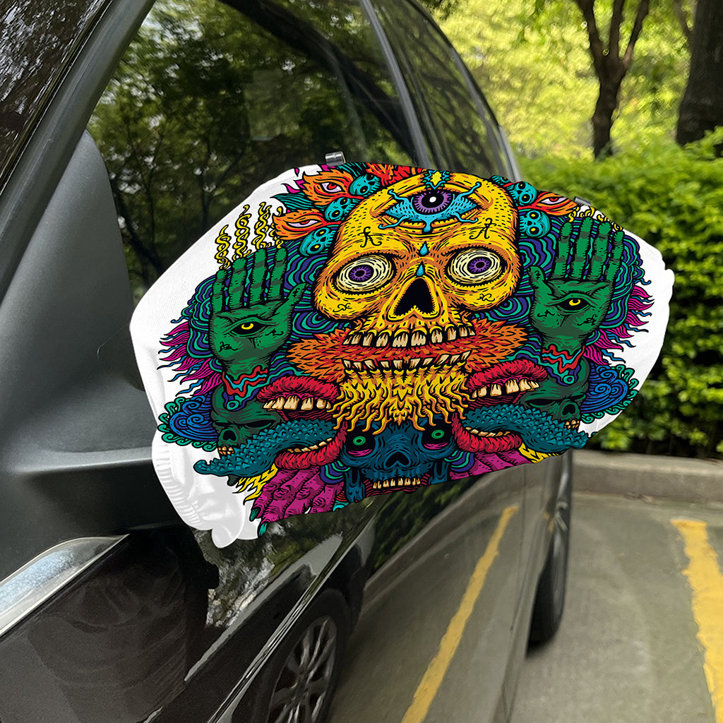 Psychedelic Skull Print Car Side Mirror Covers