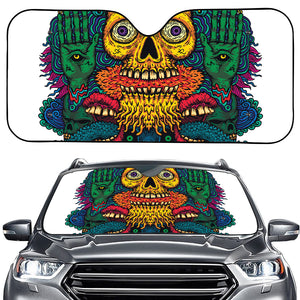 Psychedelic Skull Print Car Windshield Sun Shade