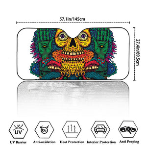 Psychedelic Skull Print Car Windshield Sun Shade