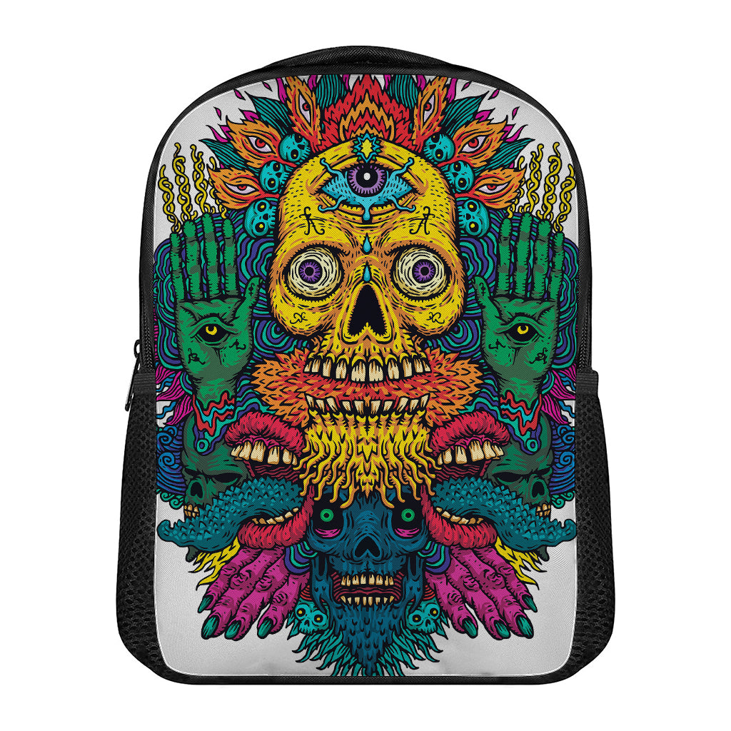 Psychedelic Skull Print Casual Backpack