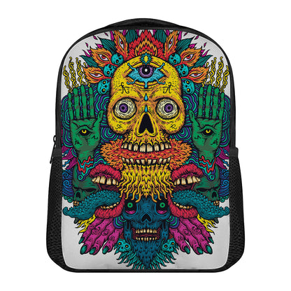 Psychedelic Skull Print Casual Backpack