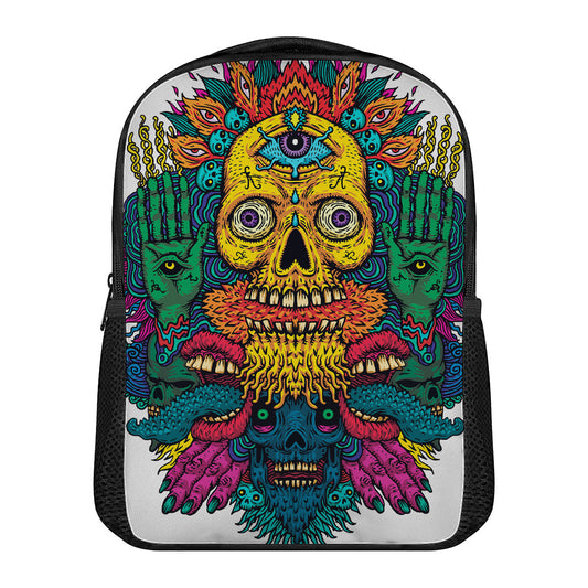 Psychedelic Skull Print Casual Backpack