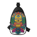 Psychedelic Skull Print Sling Bag