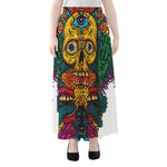 Psychedelic Skull Print Chiffon Maxi Skirt