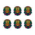Psychedelic Skull Print Coaster Set