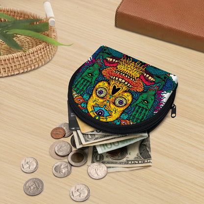 Psychedelic Skull Print Coin Purse