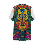 Psychedelic Skull Print Cotton Hawaiian Shirt
