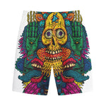 Psychedelic Skull Print Cotton Shorts