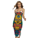 Psychedelic Skull Print Cross Back Cami Dress