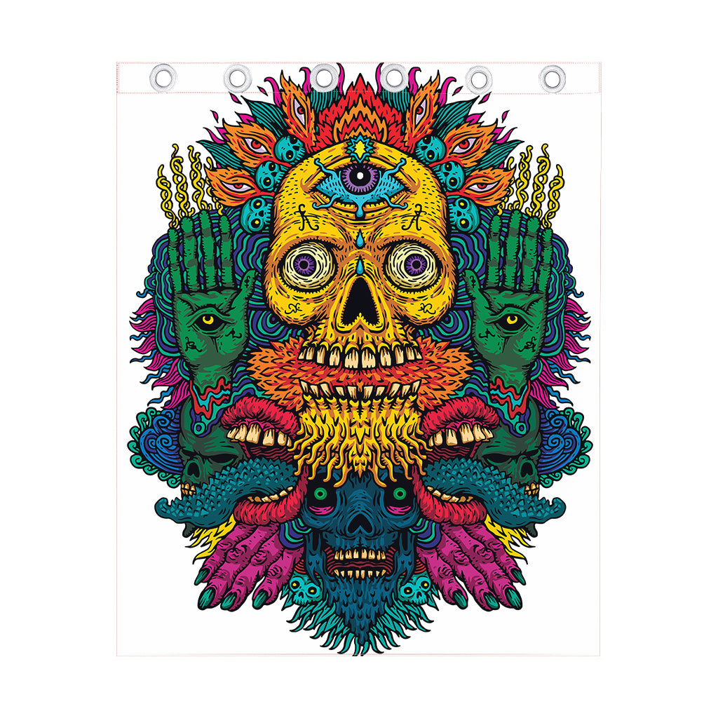Psychedelic Skull Print Curtain