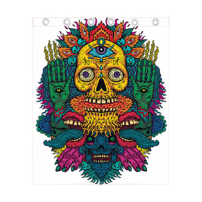 Psychedelic Skull Print Curtain