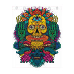 Psychedelic Skull Print Curtain