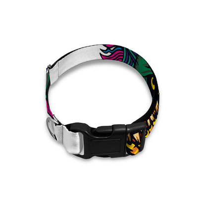 Psychedelic Skull Print Dog Collar