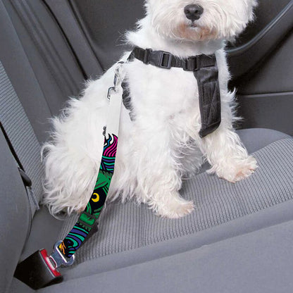 Psychedelic Skull Print Dog Seat Belt