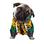 Psychedelic Skull Print Dog Zip Up Hoodie