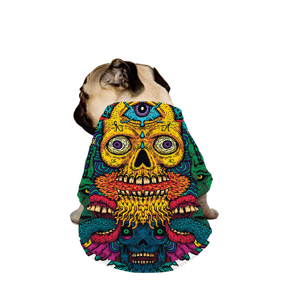 Psychedelic Skull Print Dog Zip Up Jacket