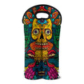 Psychedelic Skull Print Double Neoprene Wine Tote