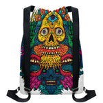 Psychedelic Skull Print Drawstring Backpack