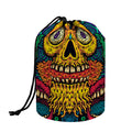 Psychedelic Skull Print Drawstring Makeup Bag