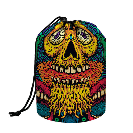 Psychedelic Skull Print Drawstring Makeup Bag