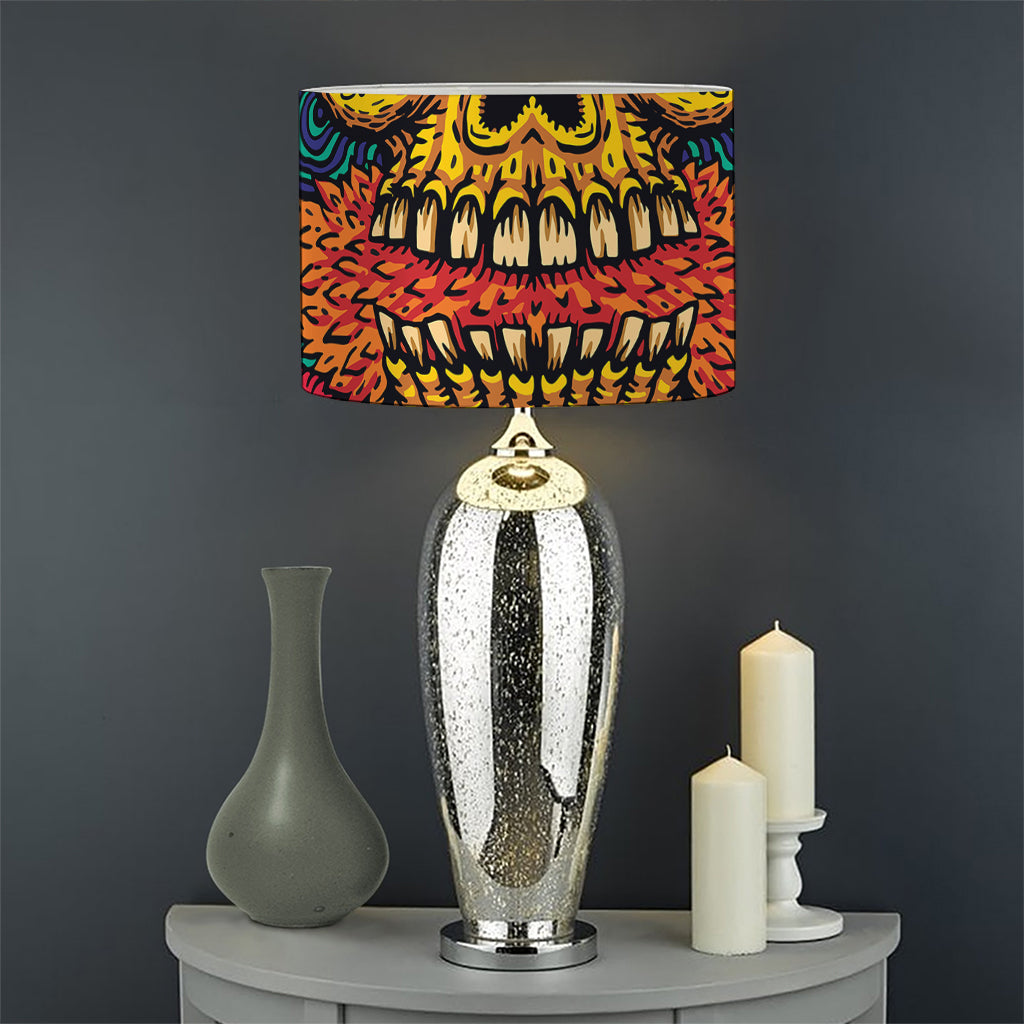 Psychedelic Skull Print Drum Lamp Shade