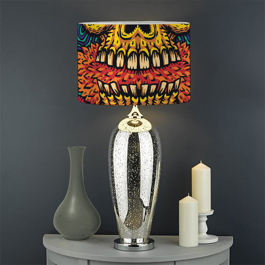 Psychedelic Skull Print Drum Lamp Shade