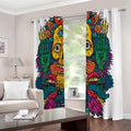 Psychedelic Skull Print Extra Wide Grommet Curtains