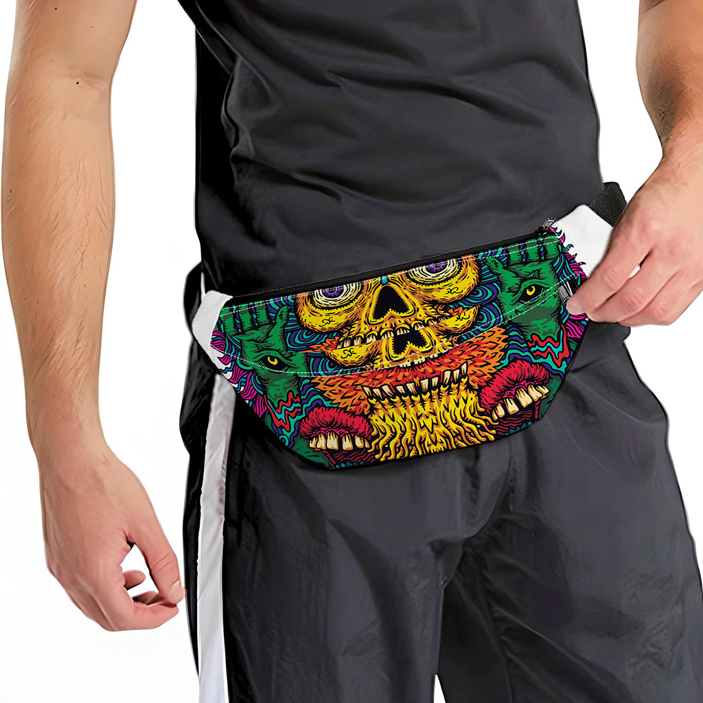 Psychedelic Skull Print Fanny Pack