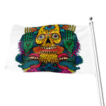 Psychedelic Skull Print Flag