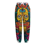 Psychedelic Skull Print Fleece Lined Knit Pants
