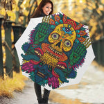 Psychedelic Skull Print Foldable Umbrella