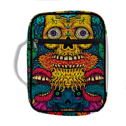 Psychedelic Skull Print Front Pocket Bible Bag