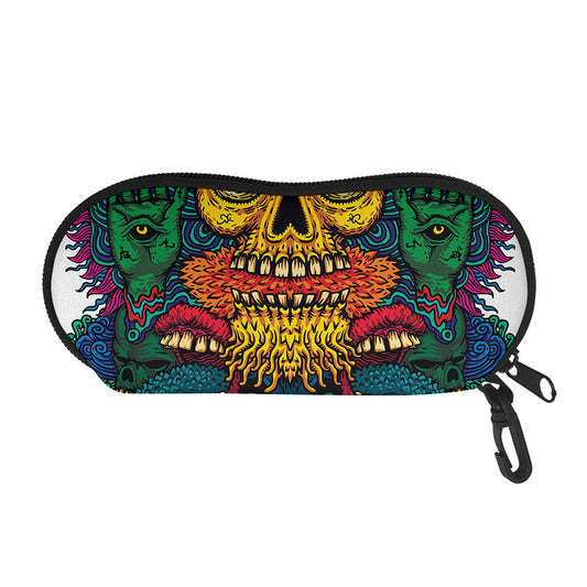 Psychedelic Skull Print Glasses Case