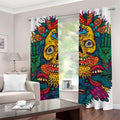 Psychedelic Skull Print Grommet Curtains