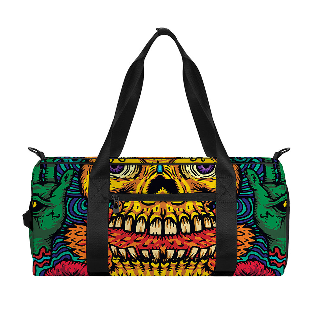 Psychedelic Skull Print Gym Bag