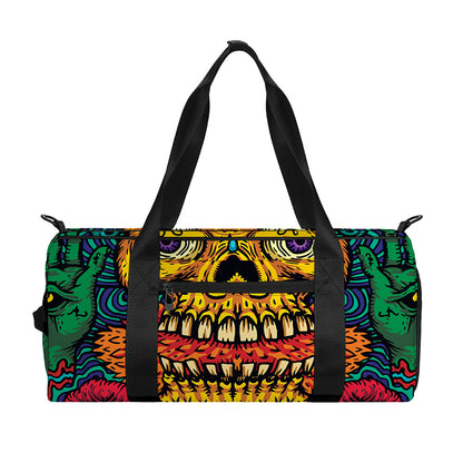 Psychedelic Skull Print Gym Bag