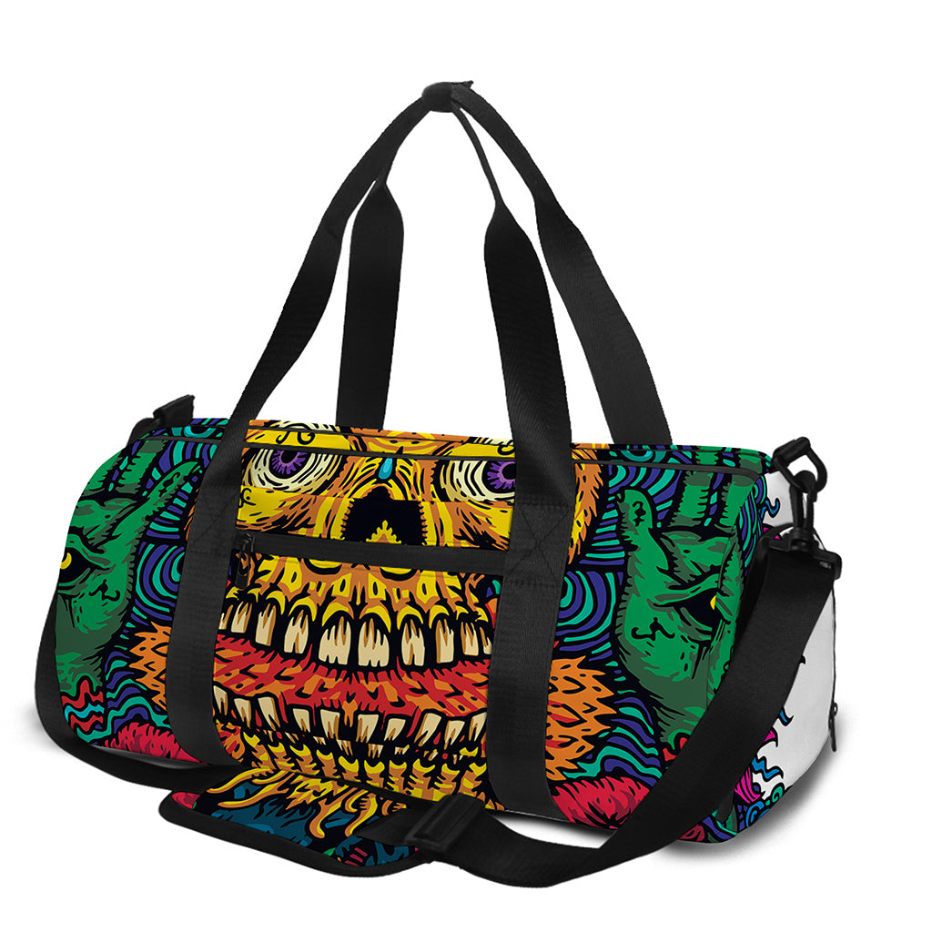 Psychedelic Skull Print Gym Bag