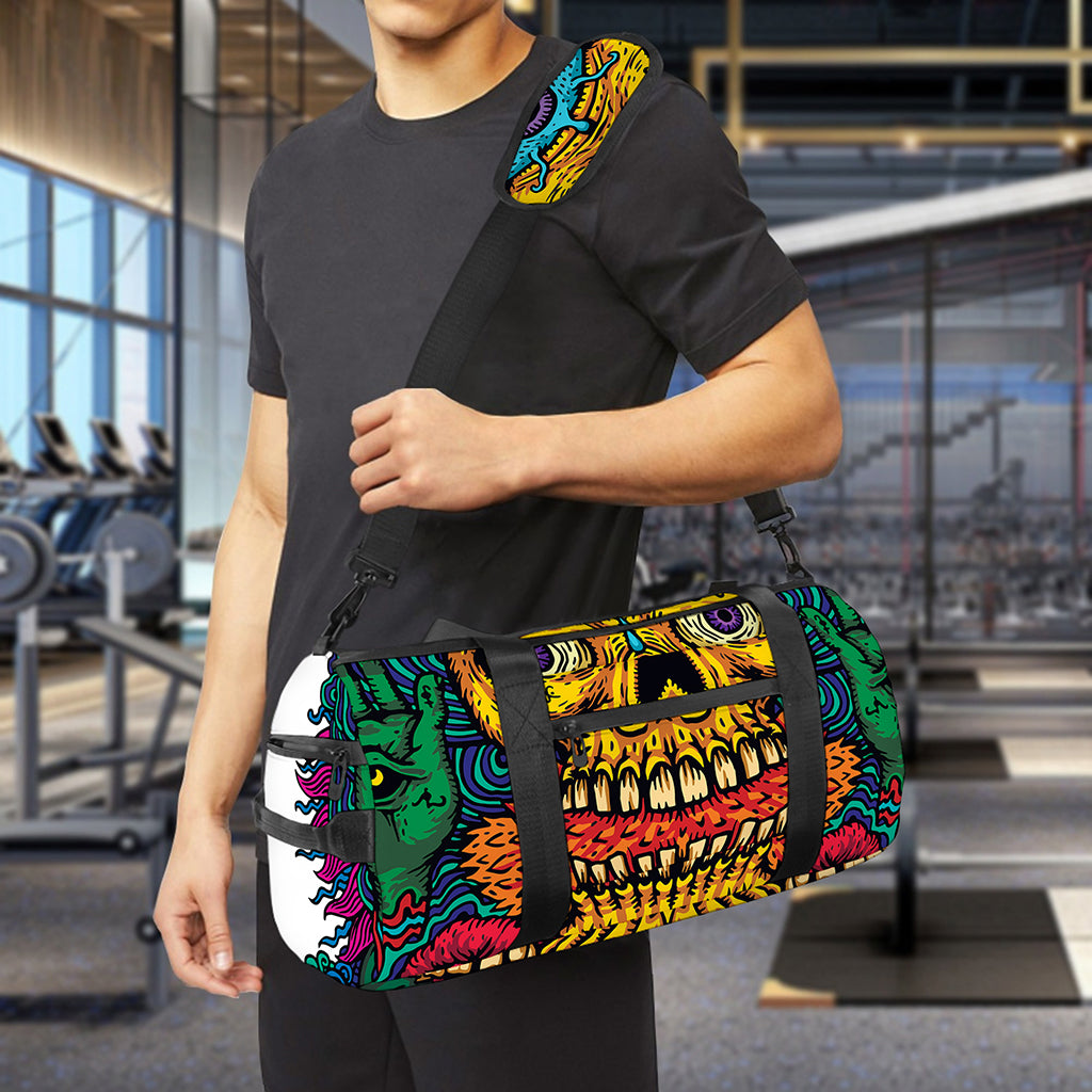Psychedelic Skull Print Gym Bag