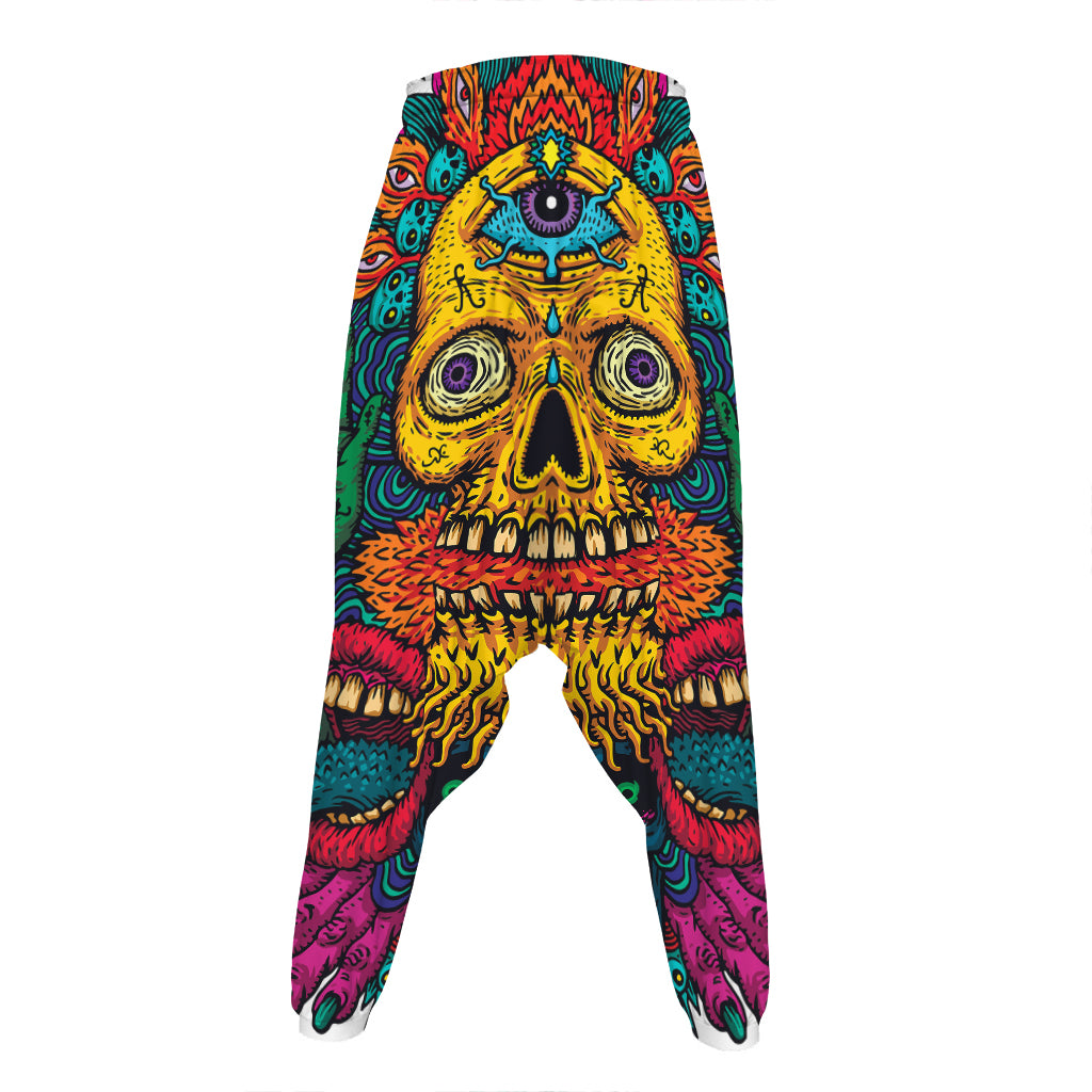 Psychedelic Skull Print Hammer Pants