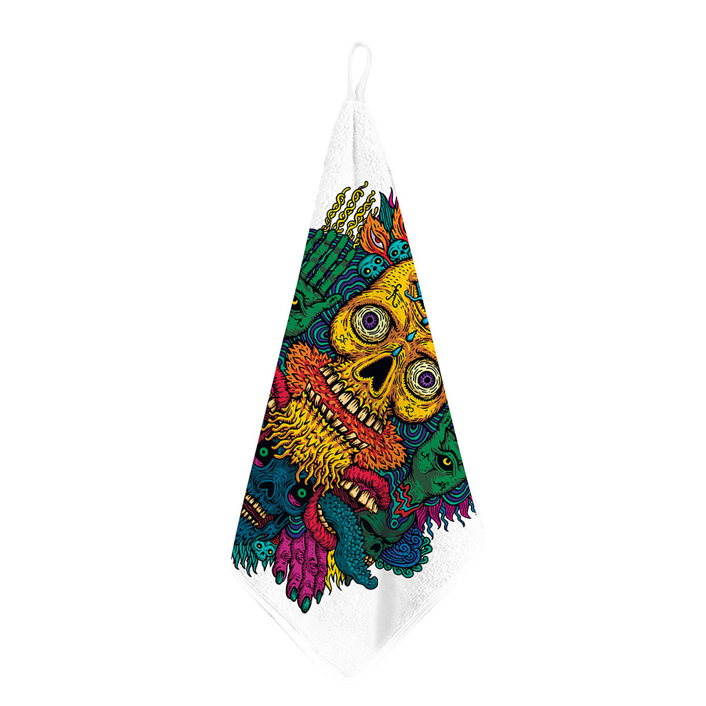 Psychedelic Skull Print Hand Towel