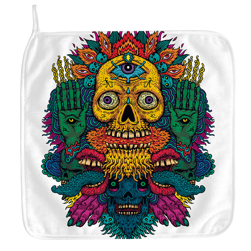 Psychedelic Skull Print Hand Towel