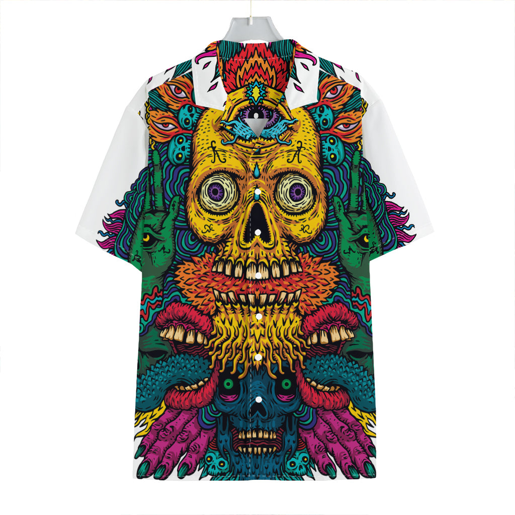 Psychedelic Skull Print Hawaiian Shirt