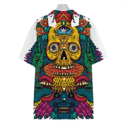 Psychedelic Skull Print Hawaiian Shirt