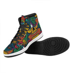 Psychedelic Skull Print High Top Leather Sneakers